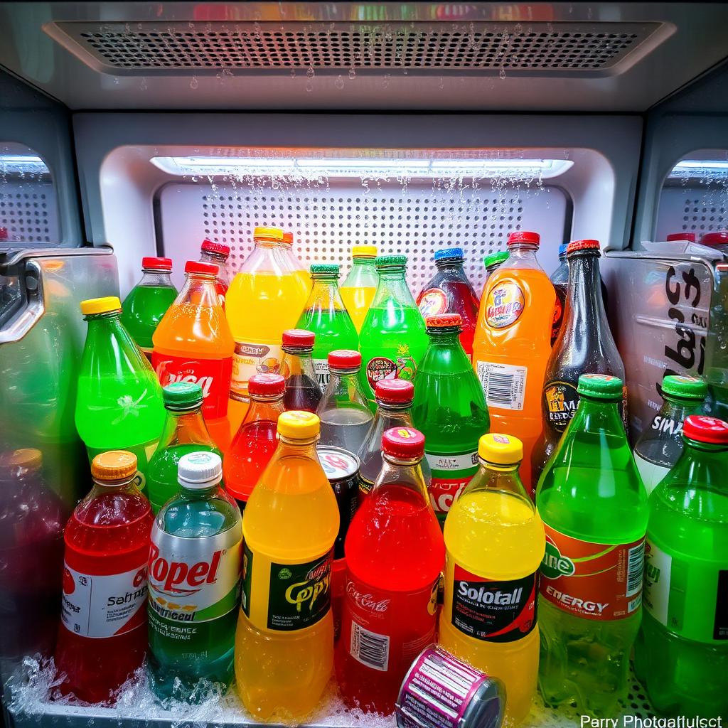 Cooler full of cold sodas and drinks