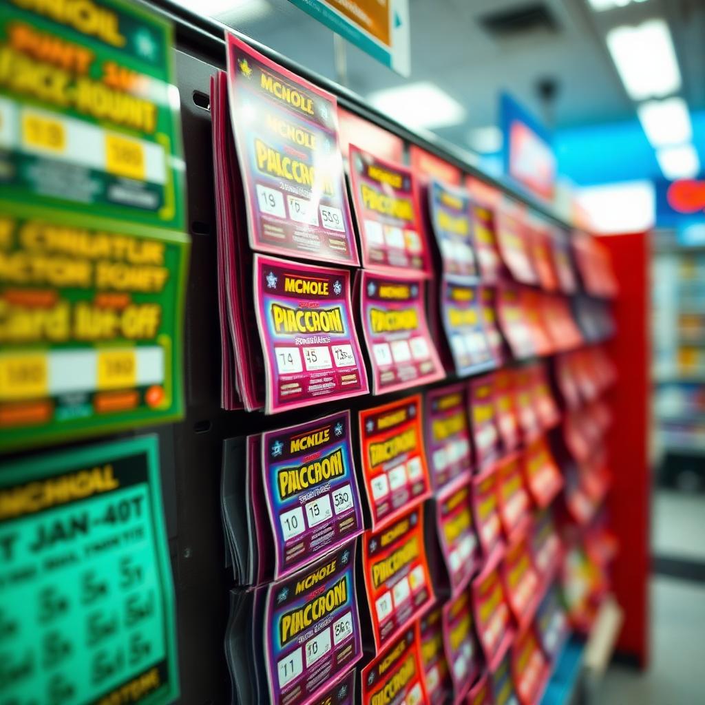 Wall of lottery scratch-off tickets